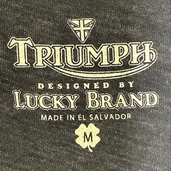 Lucky Brand Triumph motorcycles bulldog logo short sleeve top - Picture 5 of 7